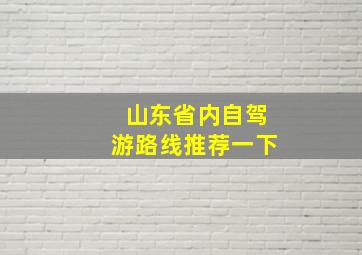 山东省内自驾游路线推荐一下