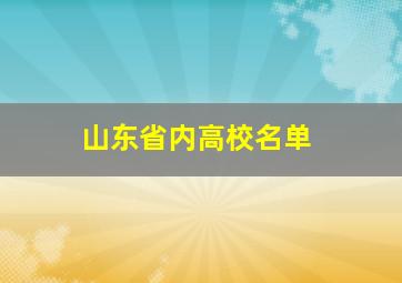 山东省内高校名单