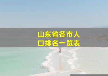 山东省各市人口排名一览表