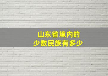 山东省境内的少数民族有多少