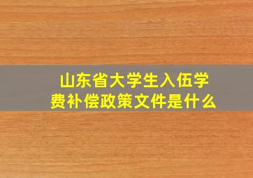 山东省大学生入伍学费补偿政策文件是什么