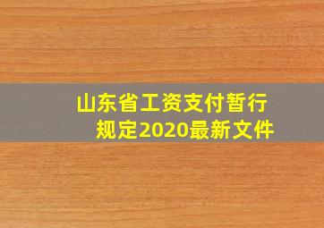 山东省工资支付暂行规定2020最新文件