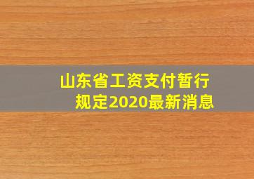 山东省工资支付暂行规定2020最新消息