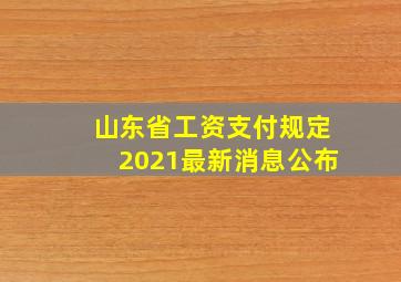 山东省工资支付规定2021最新消息公布