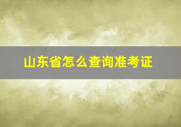 山东省怎么查询准考证