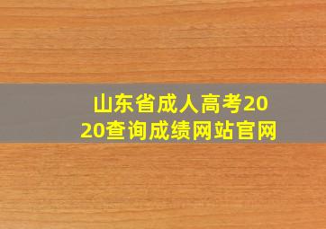 山东省成人高考2020查询成绩网站官网