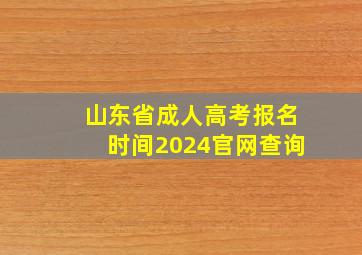 山东省成人高考报名时间2024官网查询