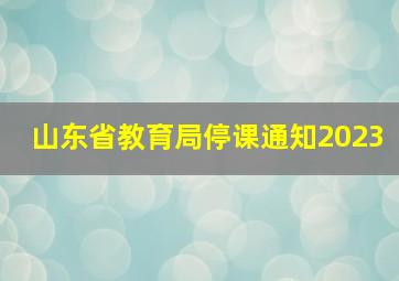 山东省教育局停课通知2023