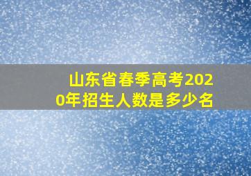 山东省春季高考2020年招生人数是多少名