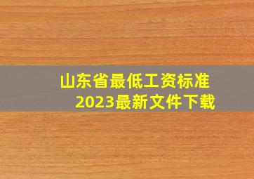 山东省最低工资标准2023最新文件下载