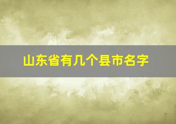 山东省有几个县市名字