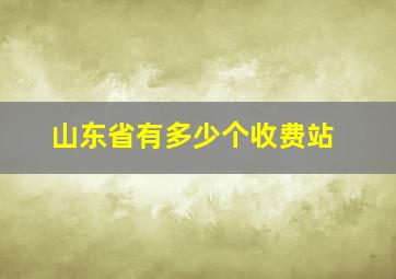 山东省有多少个收费站