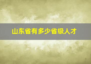 山东省有多少省级人才