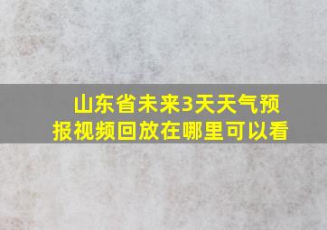 山东省未来3天天气预报视频回放在哪里可以看