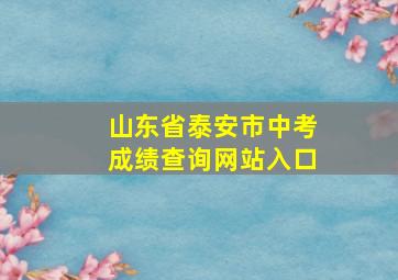 山东省泰安市中考成绩查询网站入口