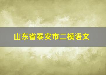 山东省泰安市二模语文