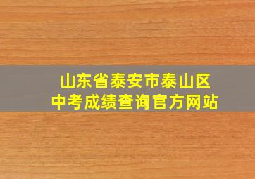 山东省泰安市泰山区中考成绩查询官方网站