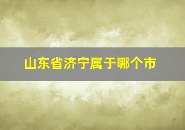 山东省济宁属于哪个市