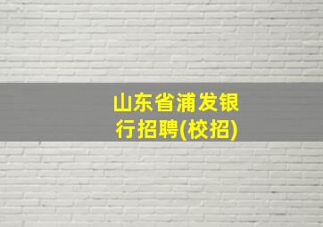 山东省浦发银行招聘(校招)