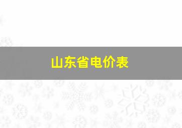 山东省电价表