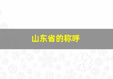 山东省的称呼