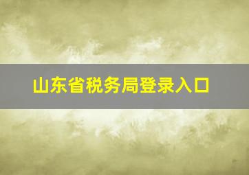 山东省税务局登录入口