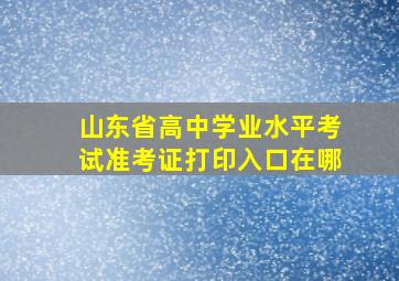 山东省高中学业水平考试准考证打印入口在哪