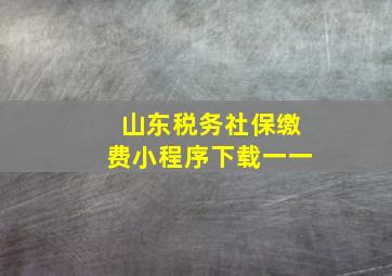 山东税务社保缴费小程序下载一一