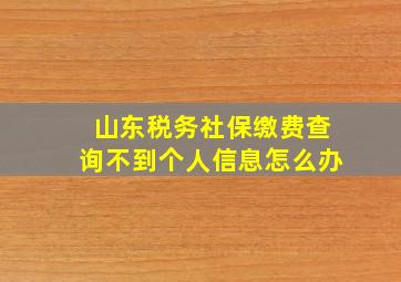 山东税务社保缴费查询不到个人信息怎么办