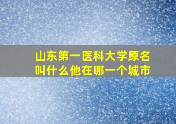 山东第一医科大学原名叫什么他在哪一个城市