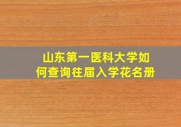 山东第一医科大学如何查询往届入学花名册