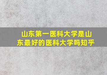 山东第一医科大学是山东最好的医科大学吗知乎