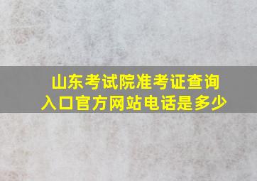 山东考试院准考证查询入口官方网站电话是多少