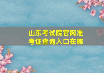 山东考试院官网准考证查询入口在哪