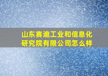 山东赛迪工业和信息化研究院有限公司怎么样