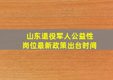 山东退役军人公益性岗位最新政策出台时间