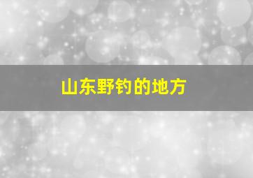 山东野钓的地方