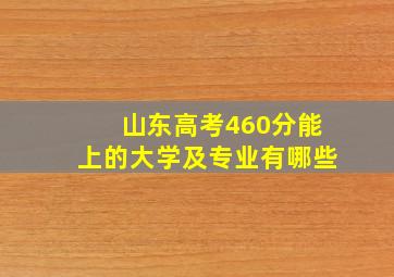 山东高考460分能上的大学及专业有哪些