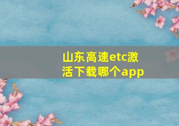 山东高速etc激活下载哪个app