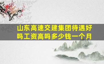 山东高速交建集团待遇好吗工资高吗多少钱一个月