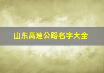 山东高速公路名字大全