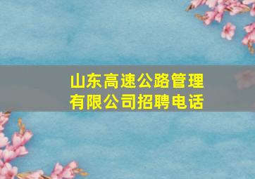 山东高速公路管理有限公司招聘电话