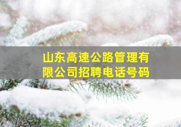 山东高速公路管理有限公司招聘电话号码