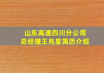 山东高速四川分公司总经理王兆星简历介绍