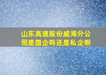 山东高速股份威海分公司是国企吗还是私企啊