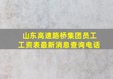 山东高速路桥集团员工工资表最新消息查询电话