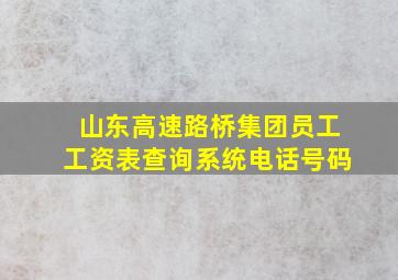 山东高速路桥集团员工工资表查询系统电话号码