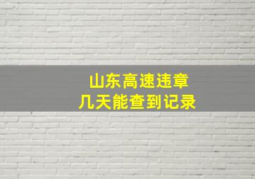 山东高速违章几天能查到记录