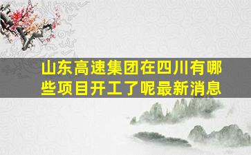 山东高速集团在四川有哪些项目开工了呢最新消息