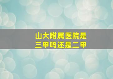 山大附属医院是三甲吗还是二甲